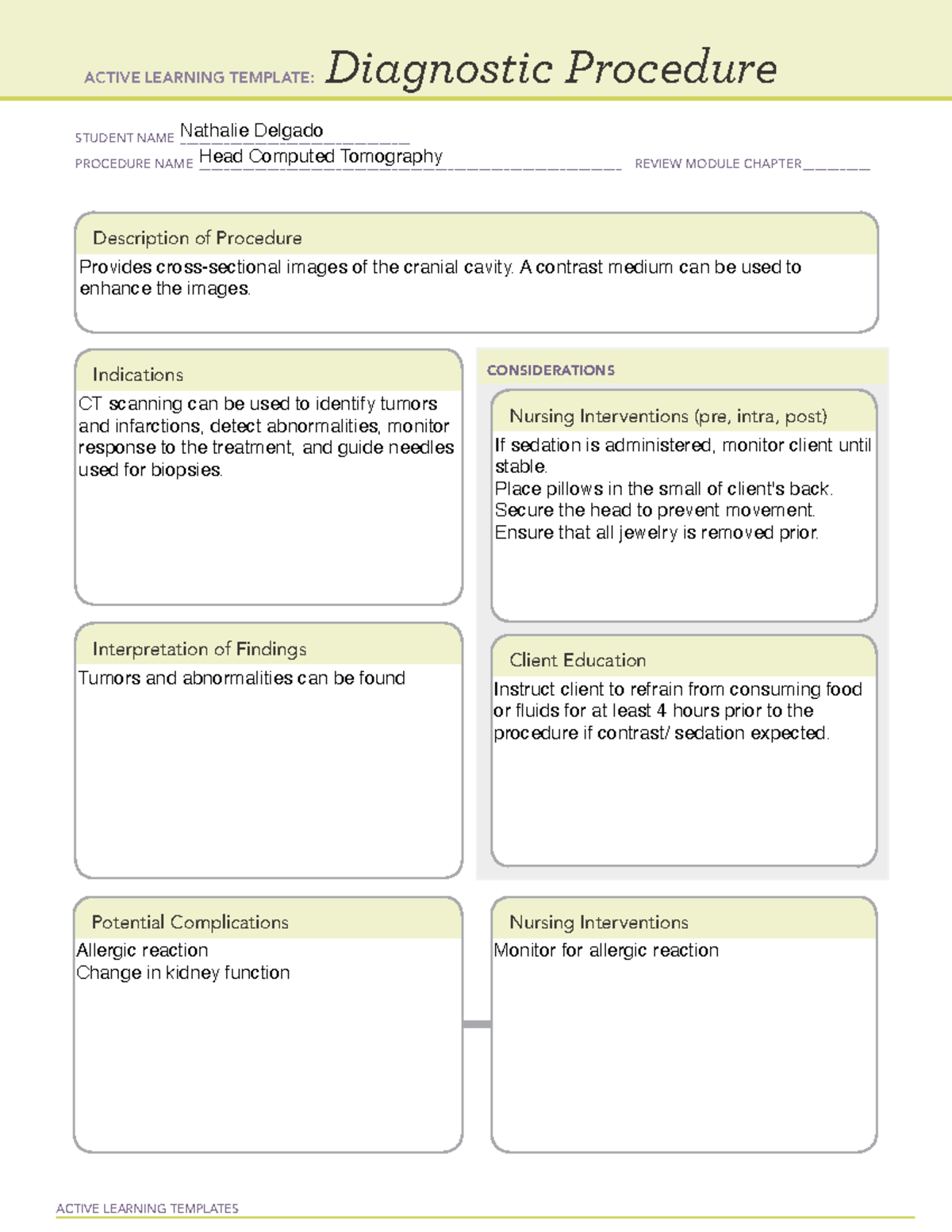 Ct - Ct Doc - Active Learning Templates Diagnostic Procedure Student 