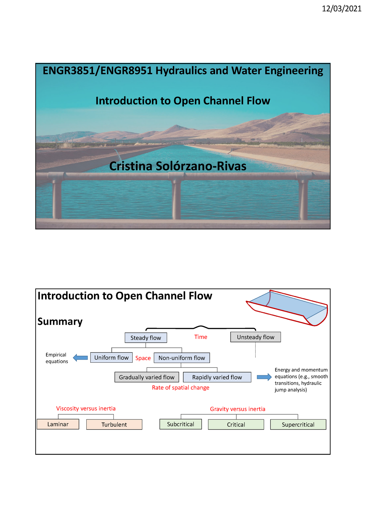 Open Channel Flow Part3 Pipe Flow Lecture - ENGR3851/ENGR8951 ...