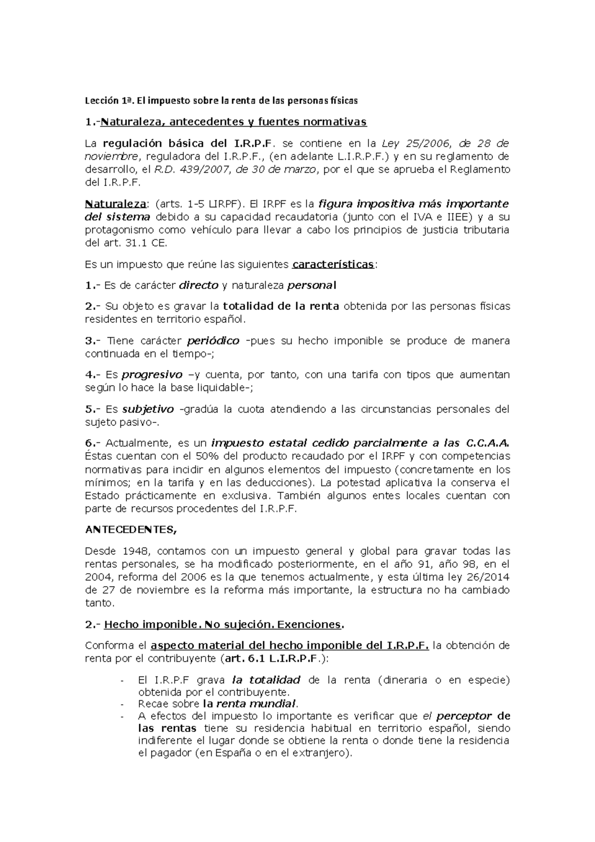 Derecho Financiero Y Tributario. Parte Especial - Lección 1ª. El ...