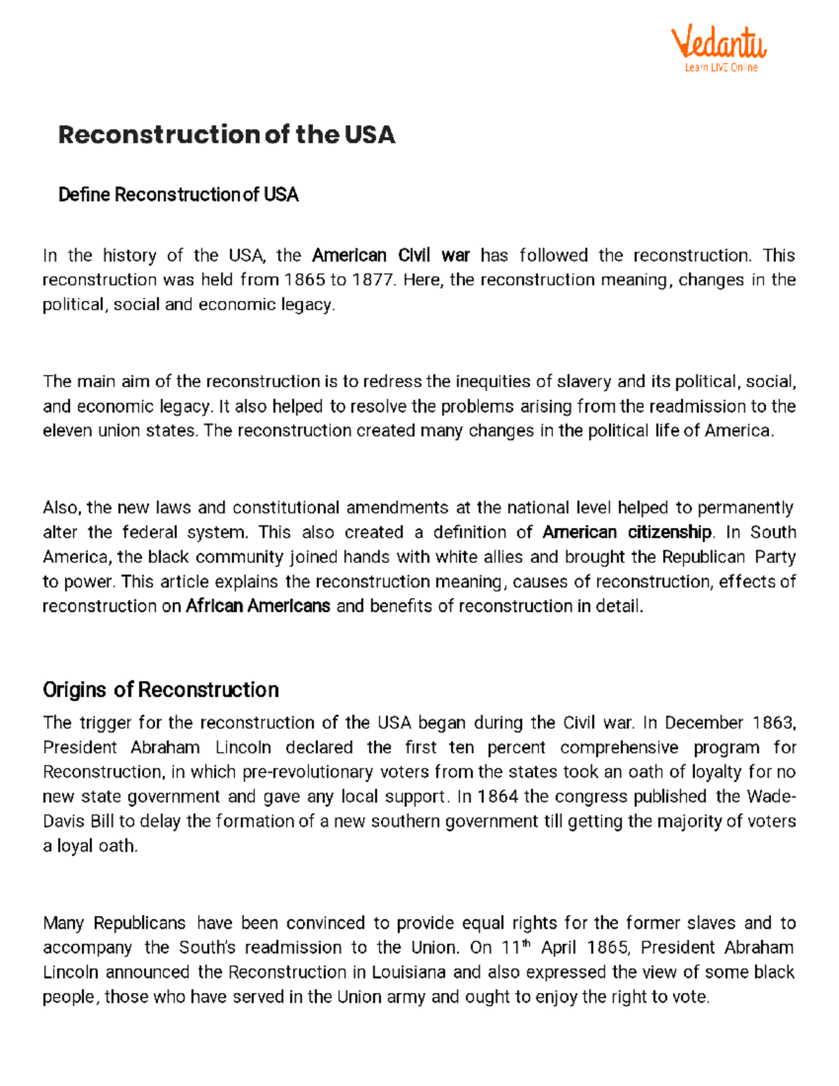 Reconstruction of the USA - Ba Honours History - Studocu