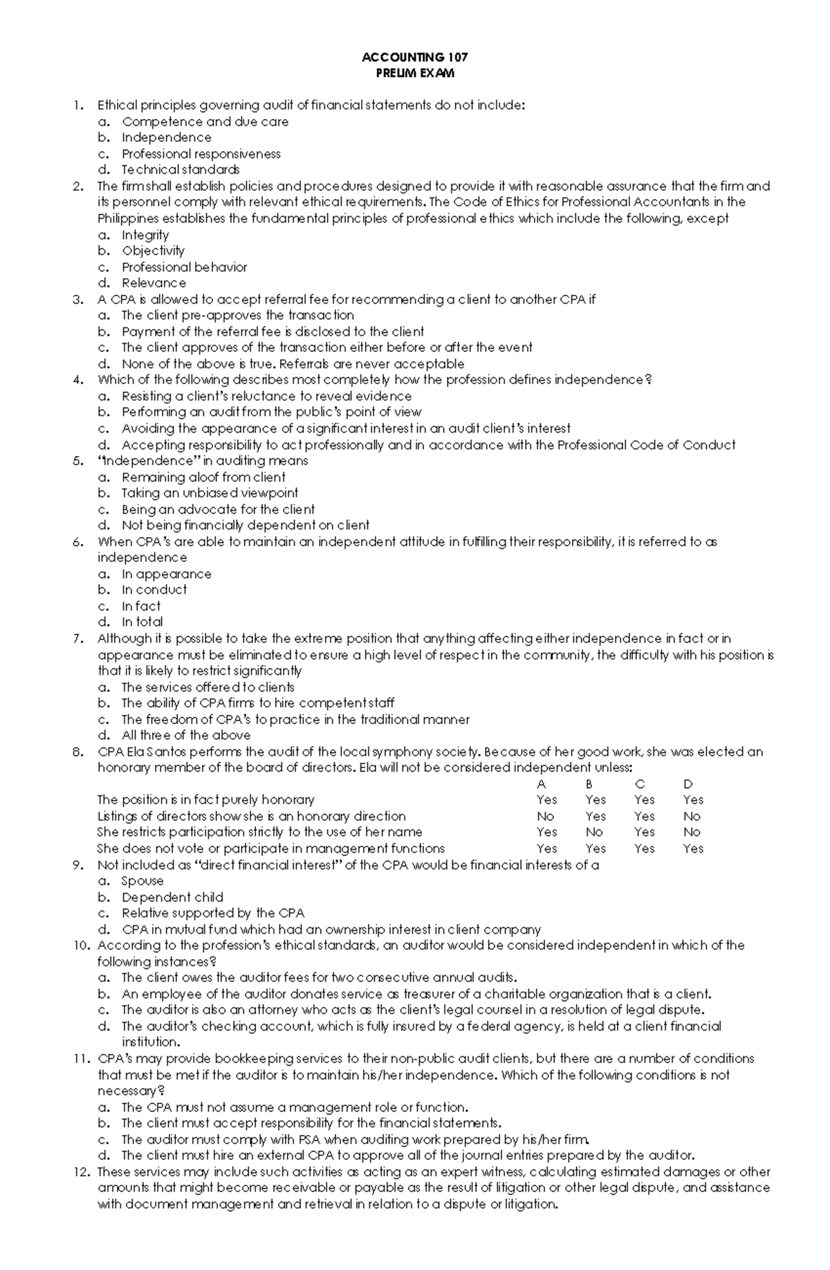 Accounting 107 - Lectures and quizzes - ACCOUNTING 107 PRELIM EXAM ...