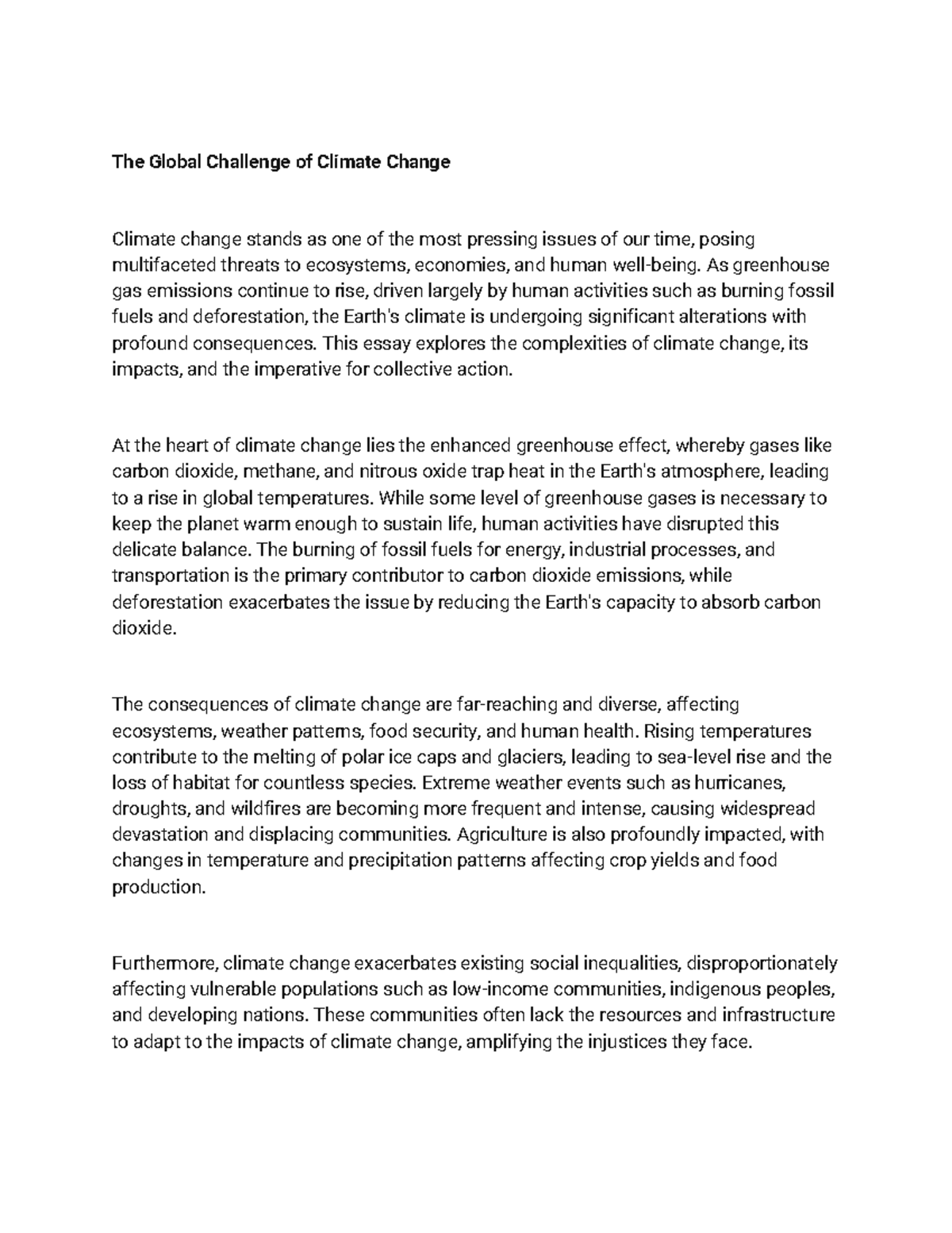 Global Climate Change - The Global Challenge of Climate Change Climate ...