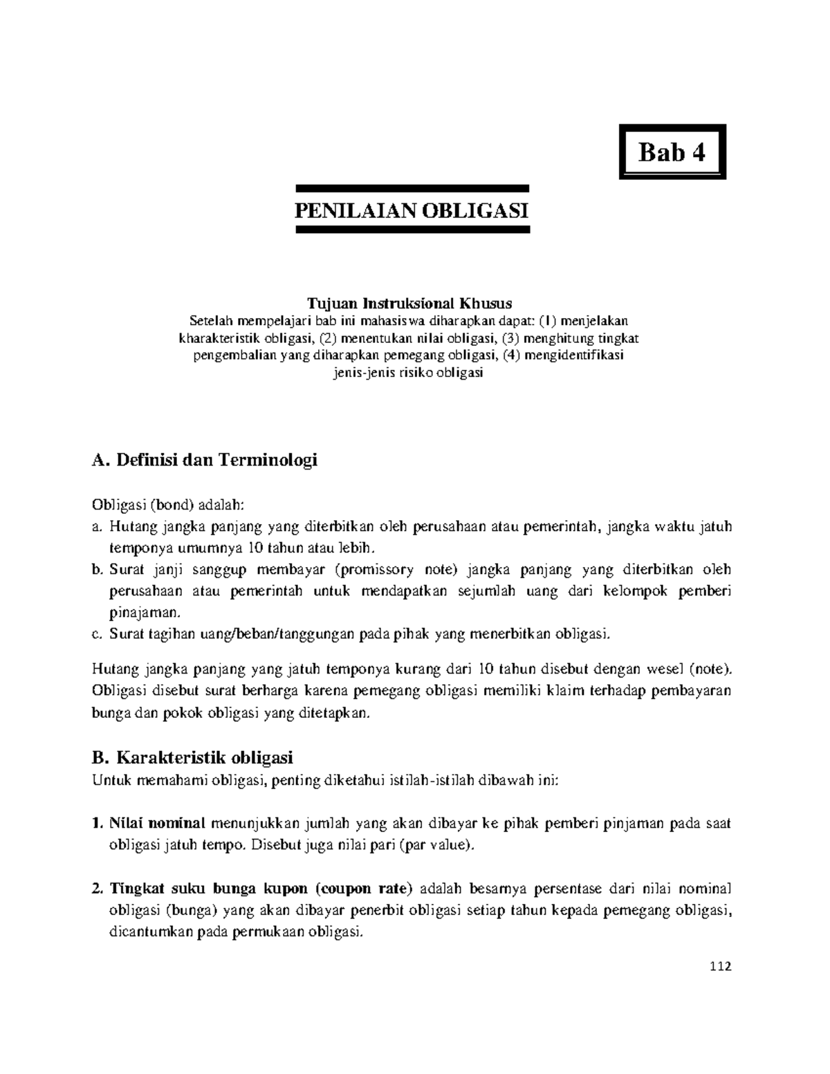 BAB IV-Obligasi - PENILAIAN OBLIGASI A. Definisi Dan Terminologi ...