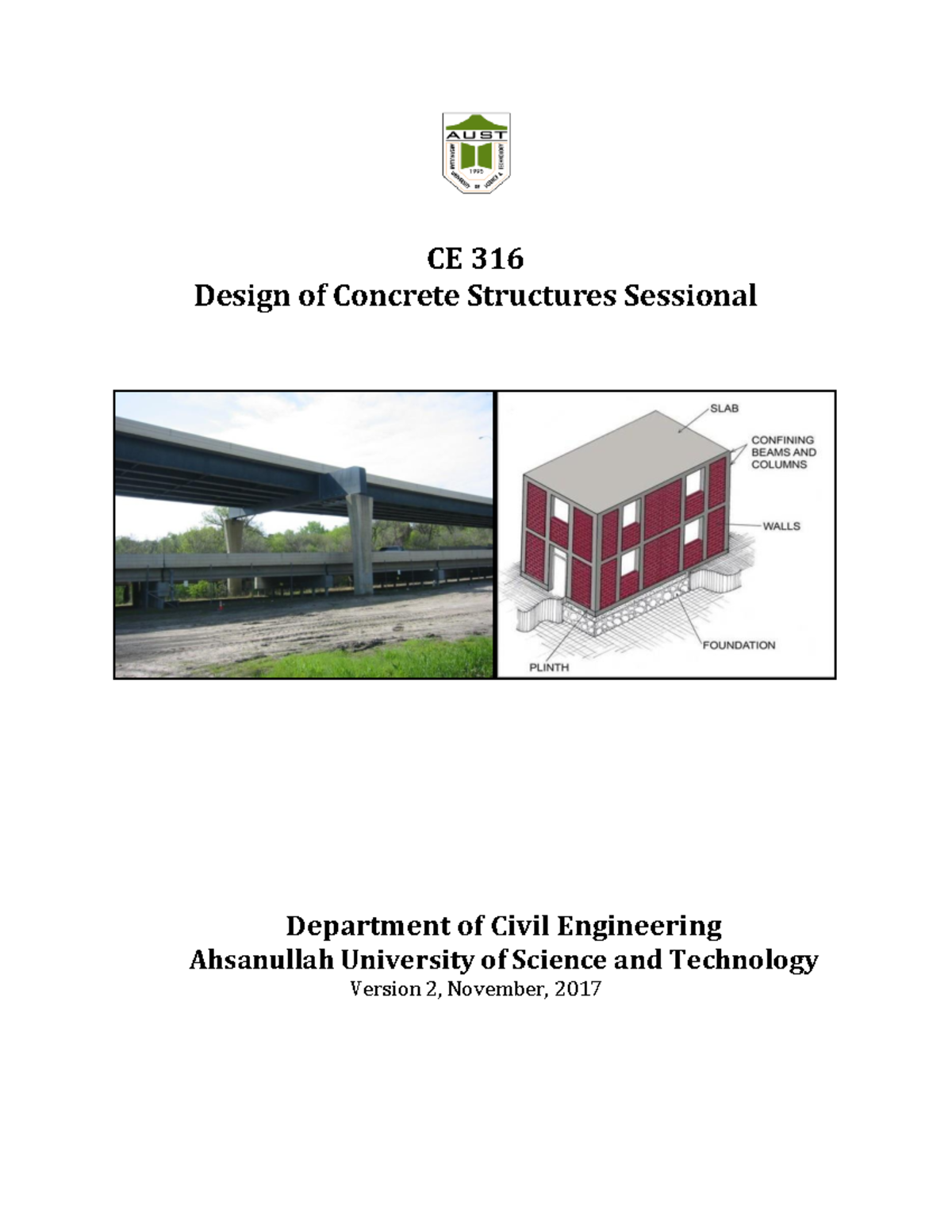 Ce 316 - STRUCTURAL DESIGN - CE 3 16 Design of Concrete Structures ...