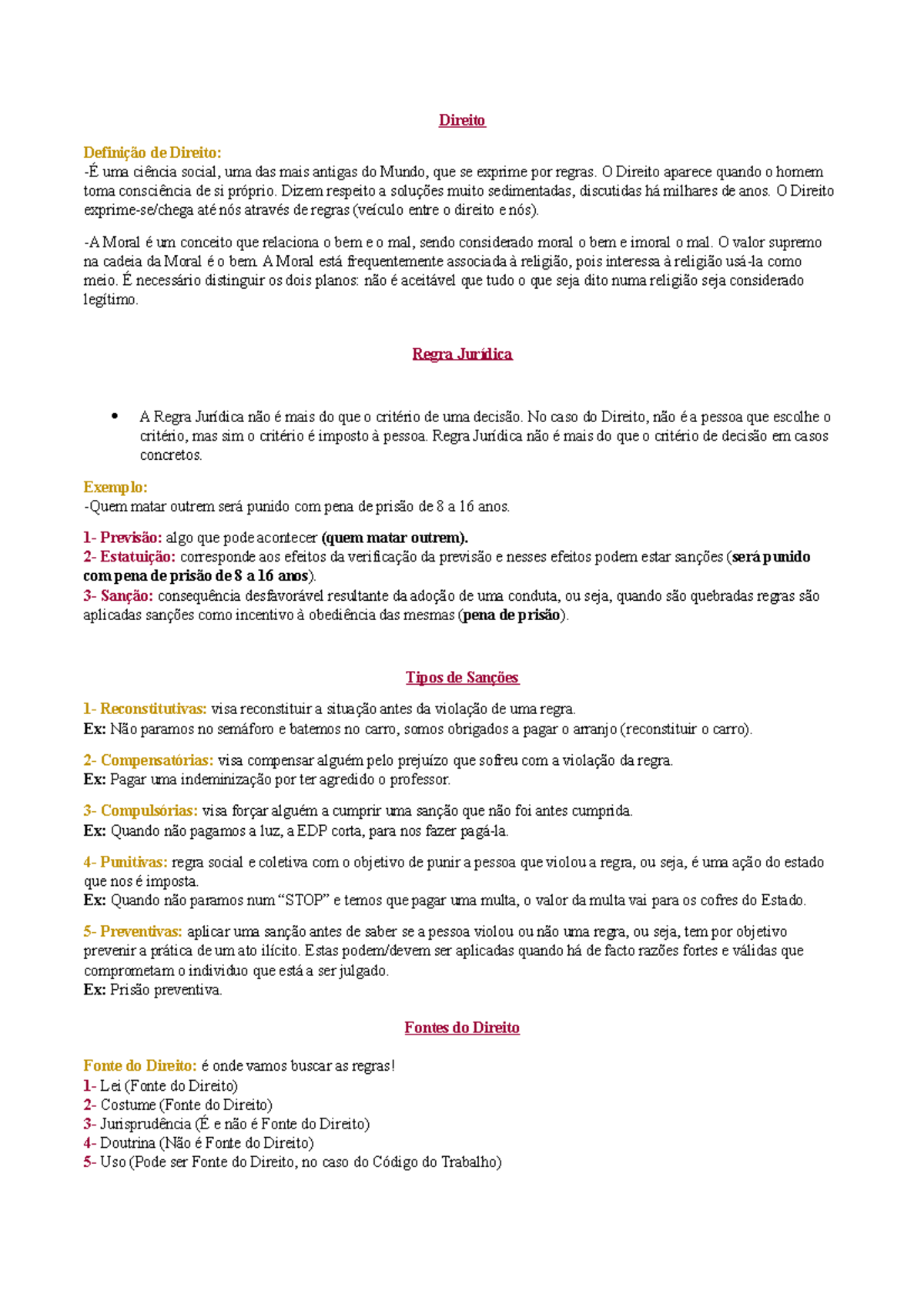 Resumos Do 1º Teste - Resumo INTRODUÇÃO AO DIREITO - Direito De Direito ...