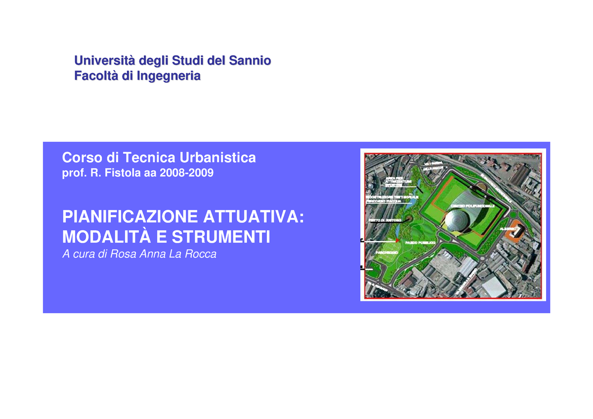 Piani Attuativi - Diritto Urbanistico - Uniroma1 - Studocu