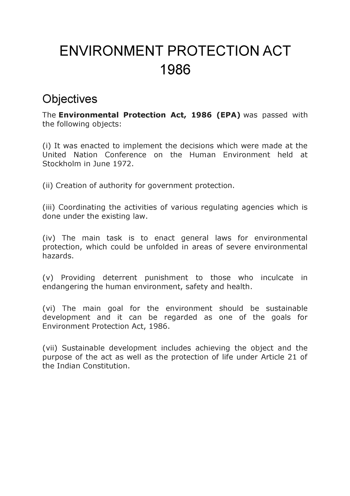 environment protection act 1986 assignment