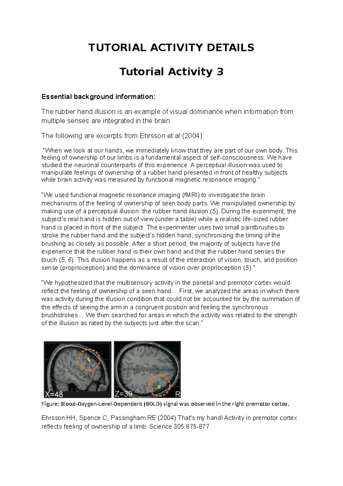PSY2061 Lab Activity 3 - TUTORIAL ACTIVITY DETAILS Tutorial Activity 3 ...