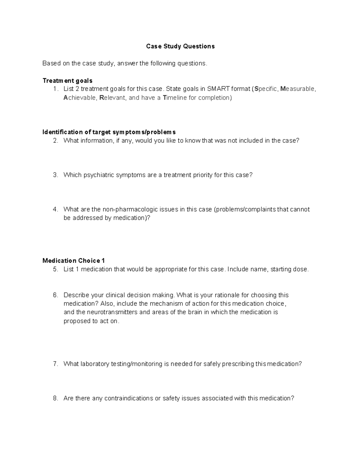 Case Study Questions Rev - Case Study Questions Based on the case study ...