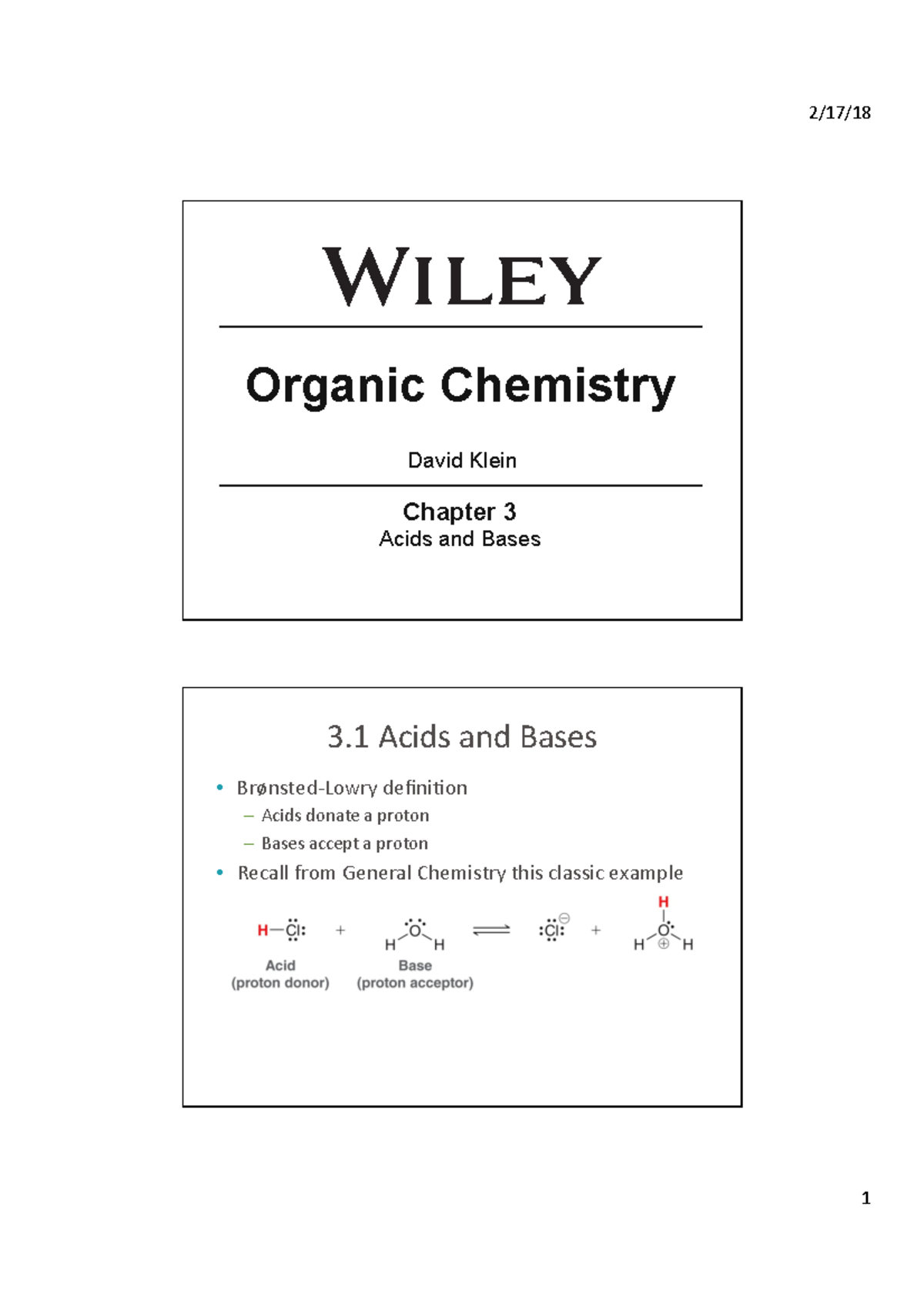 Ch03acid Bases Klein Lecture Chapter 3 Orgo 1 Organic Chemistry Ch03acid Bases Klein Lecture Chapter 3 Orgo 1 Organic Chemistry