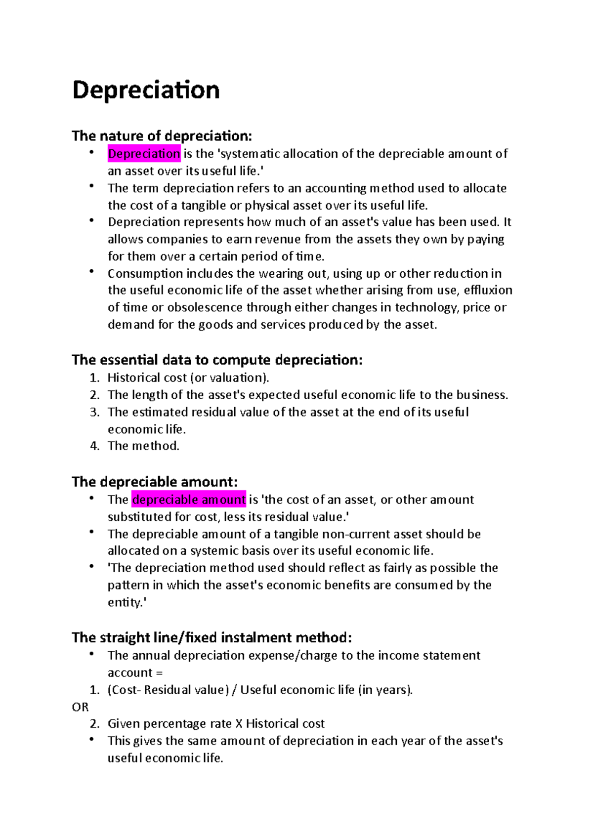 Depreciation ' The term depreciation refers to an accounting method