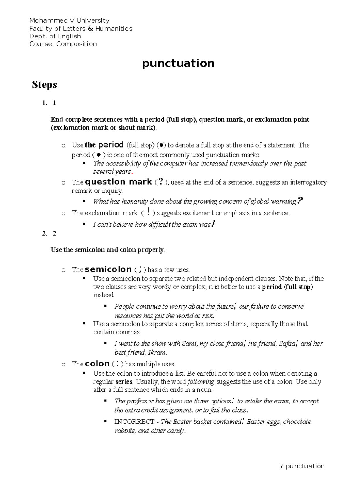 How to Use English Punctuation Correctly - Mohammed V University ...