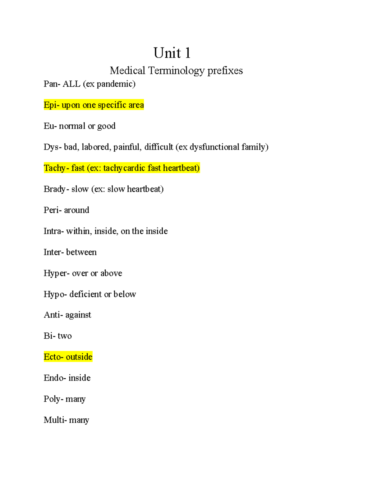 thesis medical terminology