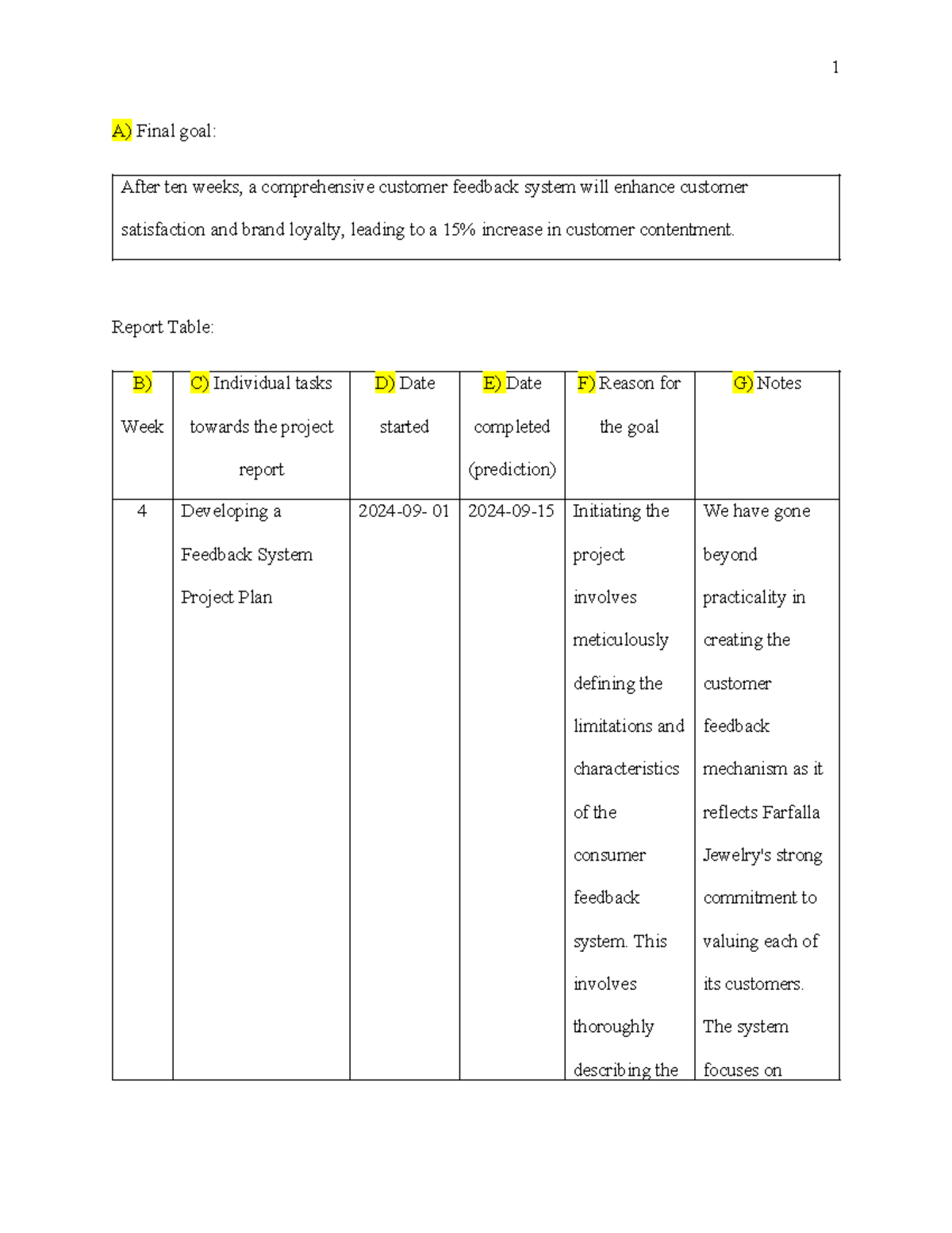 00-Project Progress Report Template - A) Final goal: After ten weeks, a ...