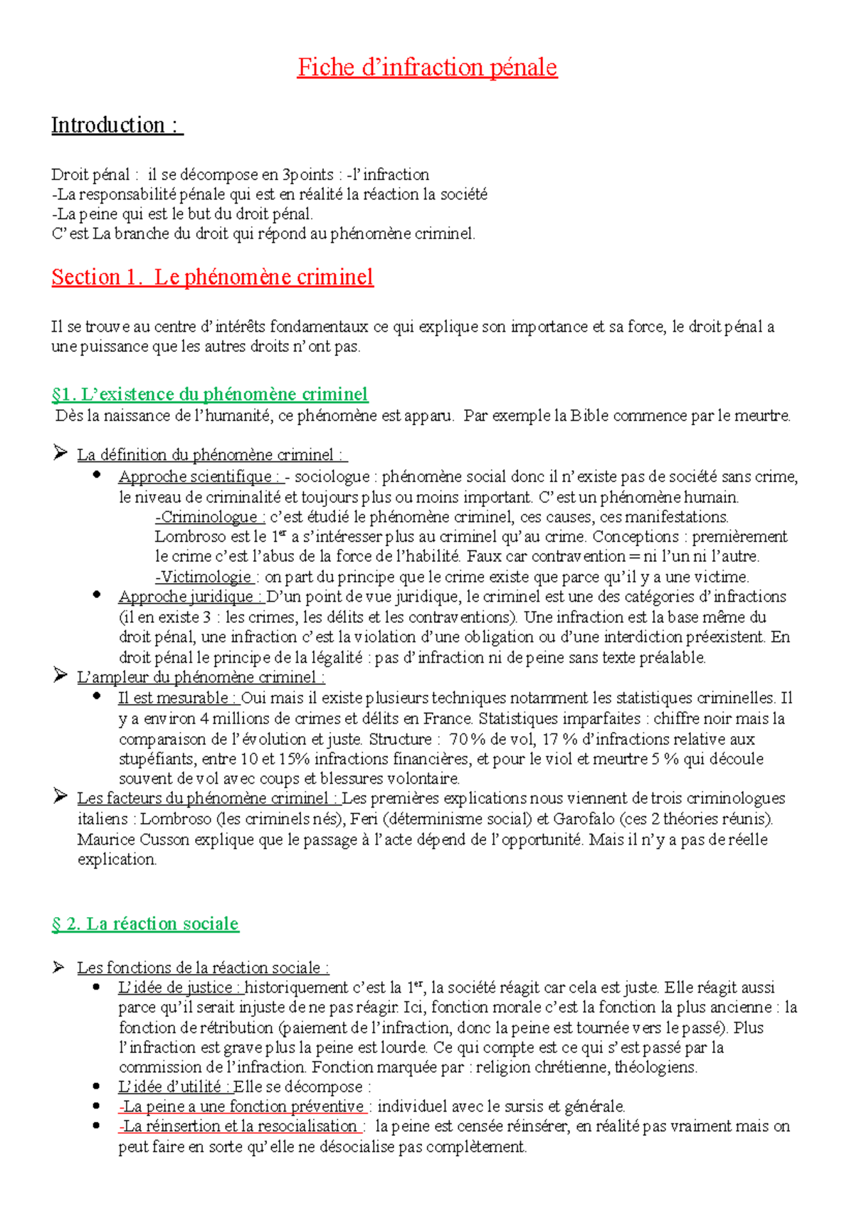 Fiche d’infraction pénale - Fiche d’infraction pénale Introduction ...