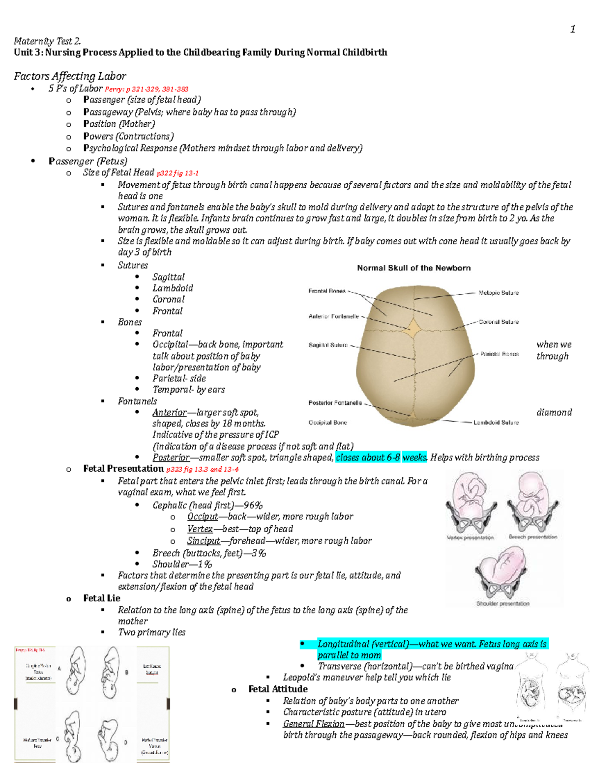 Maternity EXAM 2 Notes Updated in 2022 Maternity Test 2. Unit 3 Nursing Process Applied to