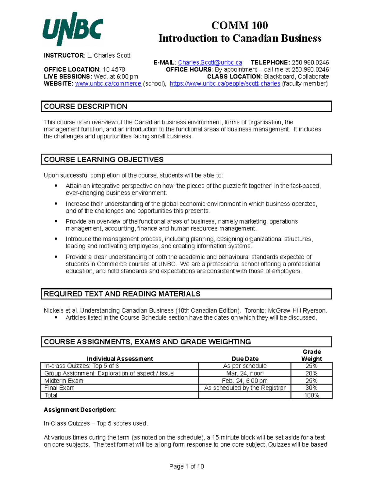 Comm 100 2021 01 Syllabus - INSTRUCTOR: L. Charles Scott E-MAIL ...