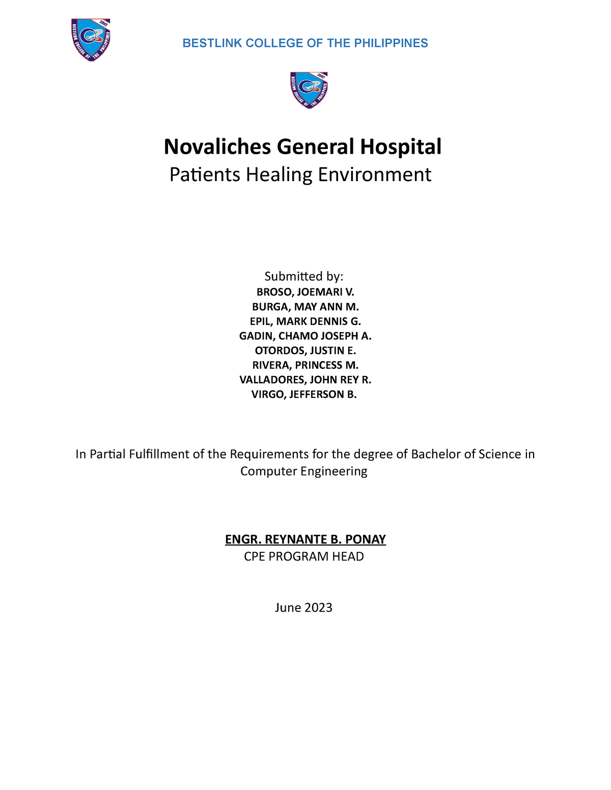 Hospital Group - N/A - Novaliches General Hospital Patients Healing ...