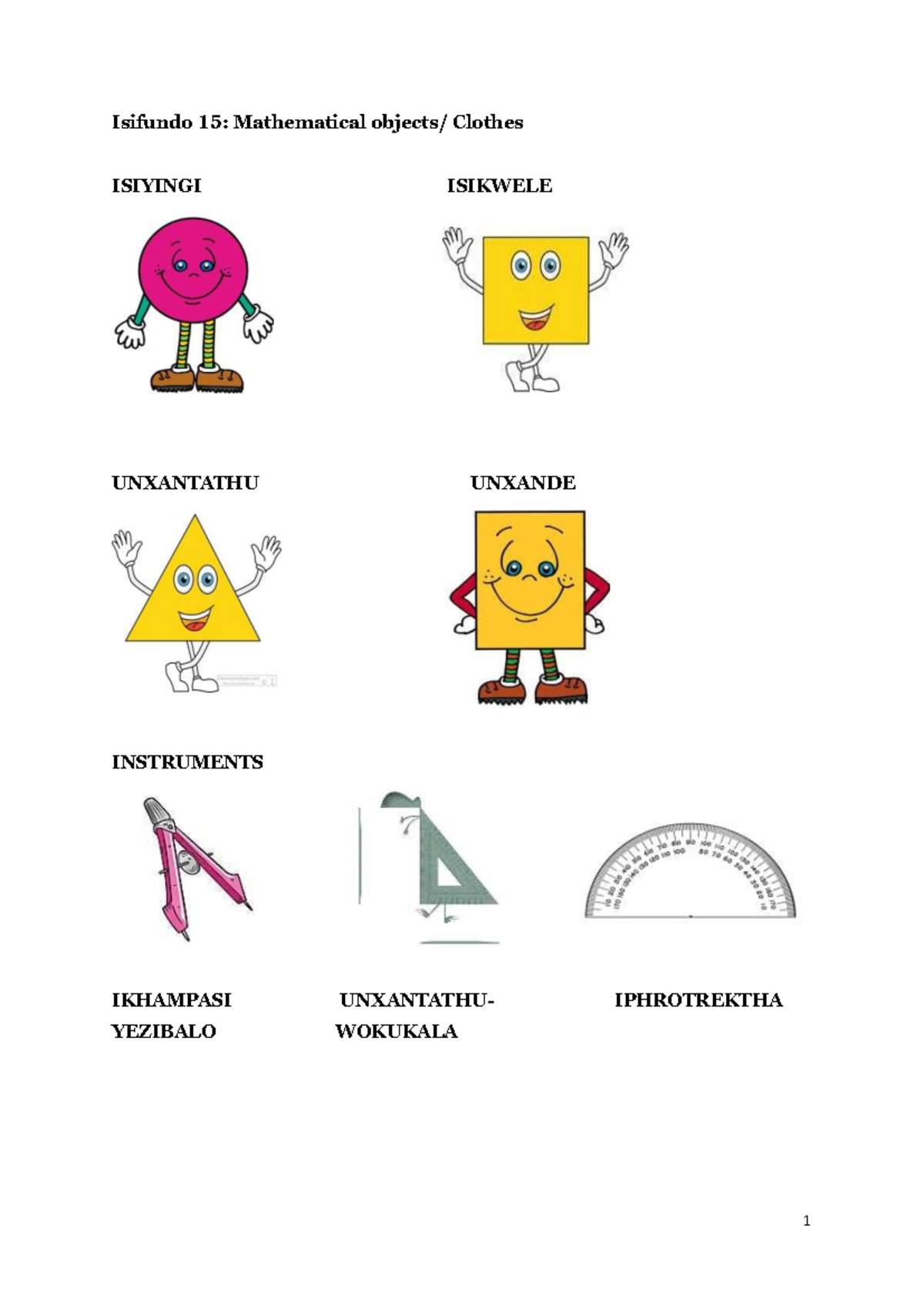 Isifundo 15 Mathematical objects and Clothes - CCZ 100 - 1 Isifundo 15 ...