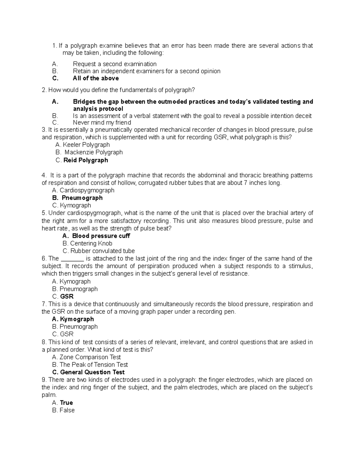 Forsci 313 questions and answers group 2 - If a polygraph examine ...