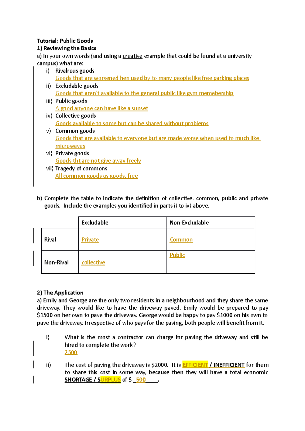 Tutorial 11 Public Goods - **Tutorial: Public Goods Reviewing the ...