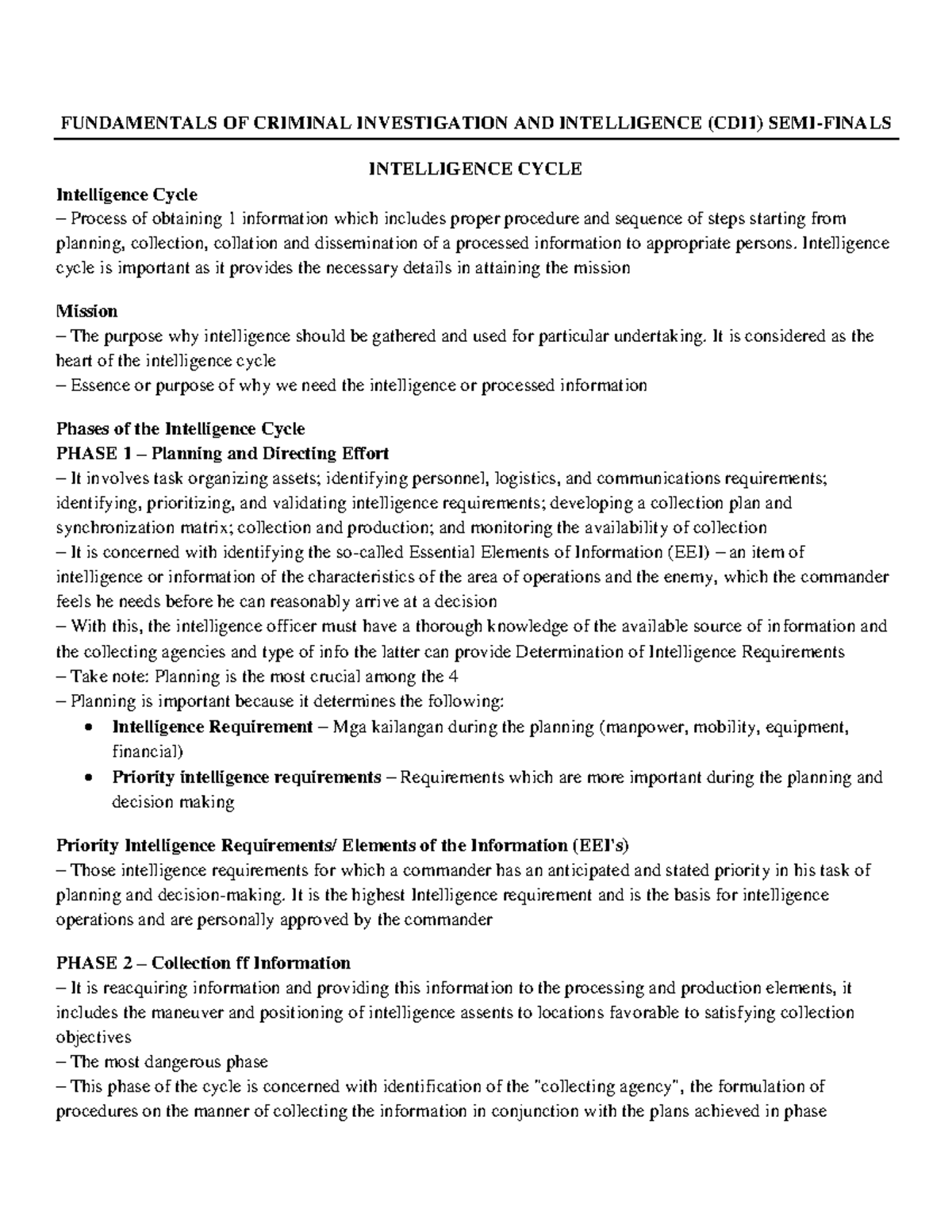 00 Semis Cdi - Fundamentals Of Criminal Investigation And Intelligence 