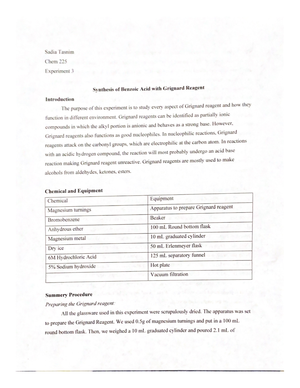 Lab Report Organic Chemistry Experiment 5 - CHEM 224.RC - Hunter ...
