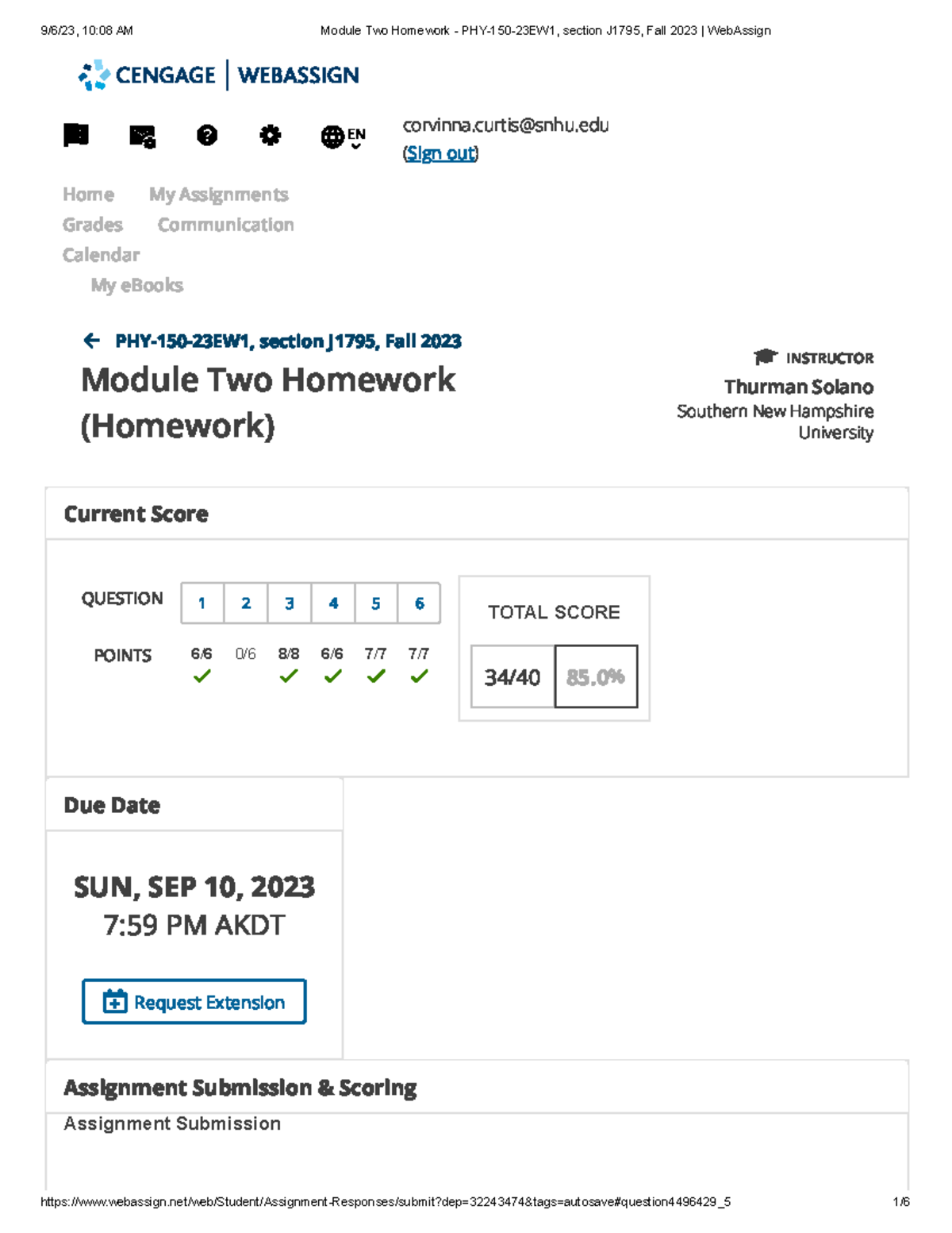 PHY150 2 2 Web Assign Problems and Exercises EN corvinnasnhu (Sign