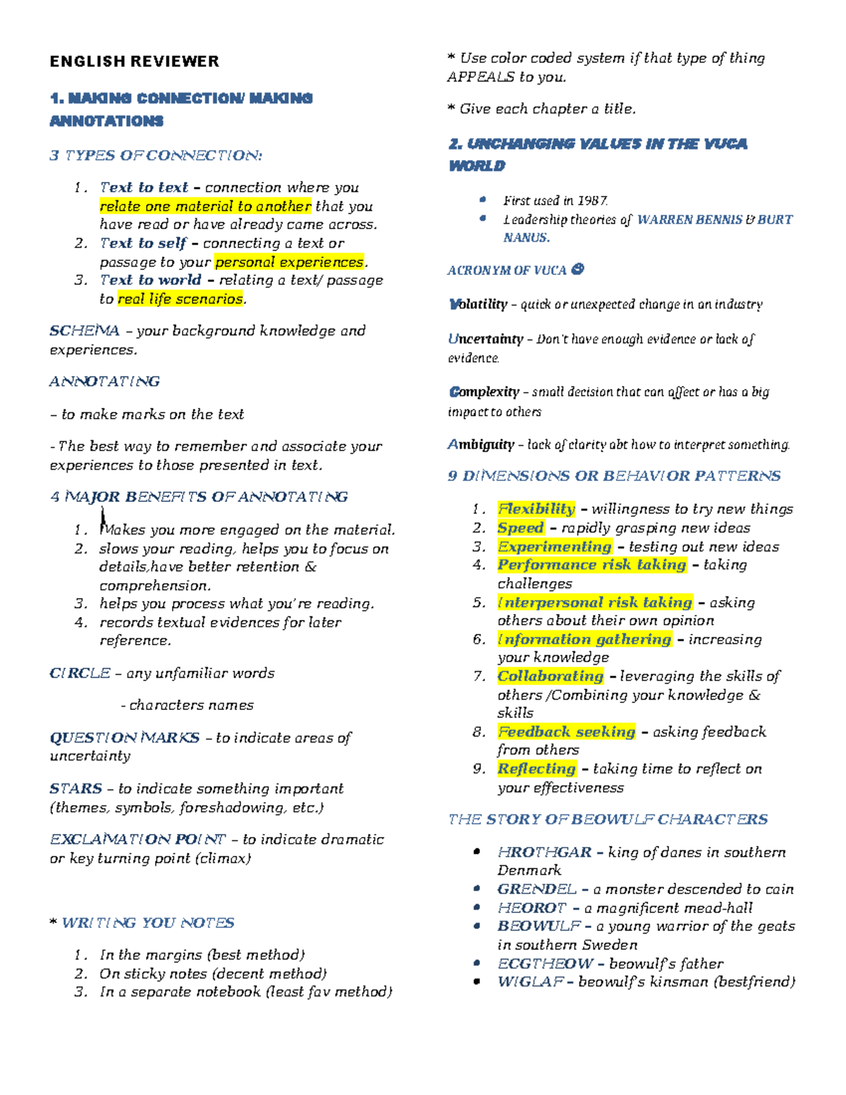 English Reviewer - ENGLISH REVIEWER 1. MAKING CONNECTION/ MAKING ...