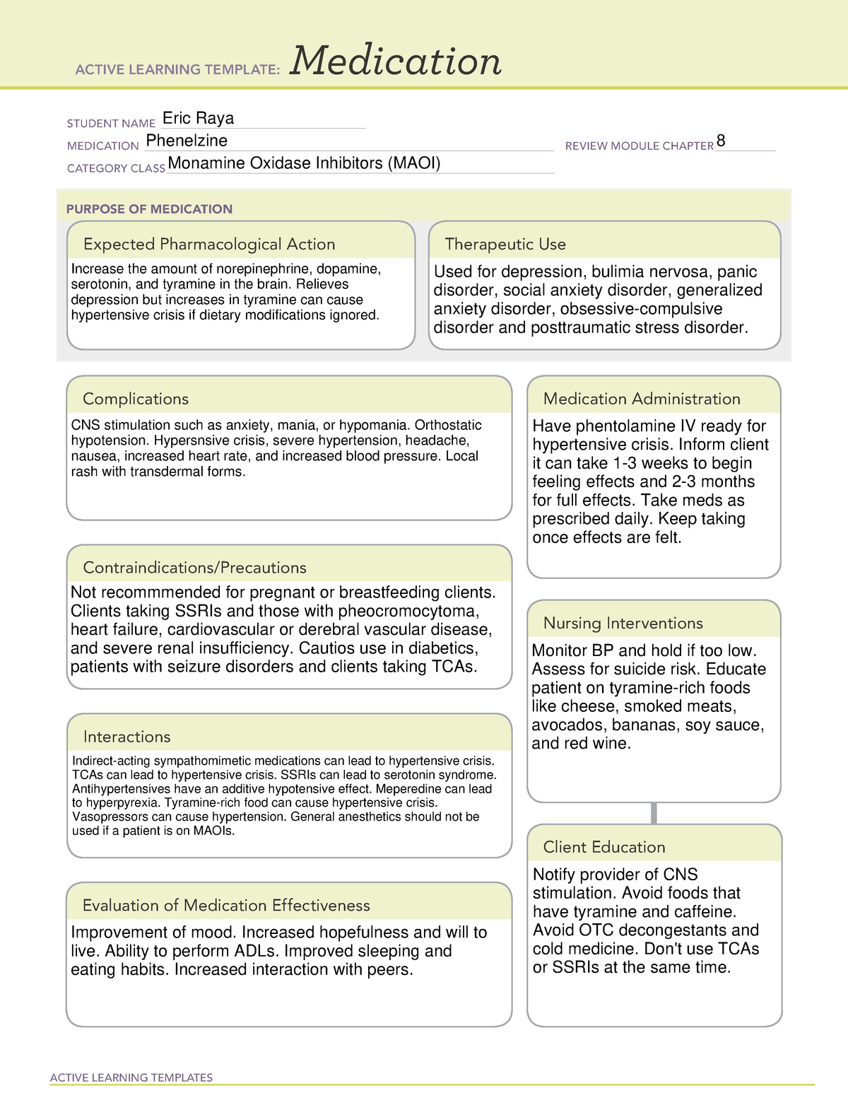 phenelzine-template-active-learning-templates-medication-student-name