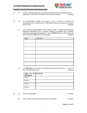 AACS2034 Fundamentals Of Computer Network - Tutorial 1: Introduction To ...