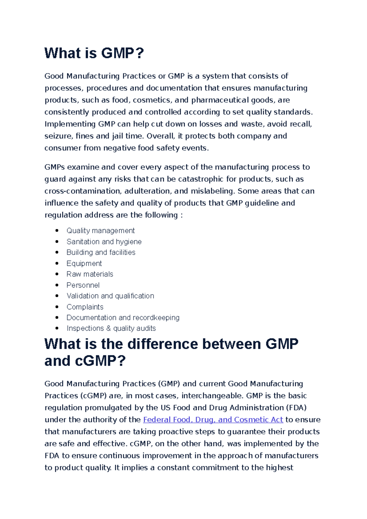 GMP - Lecture Notes 1 - What Is GMP? Good Manufacturing Practices Or ...