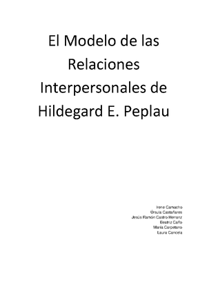  de las Relaciones Interpersonales-Peplau - El Modelo de las  Relaciones Interpersonales - Studocu