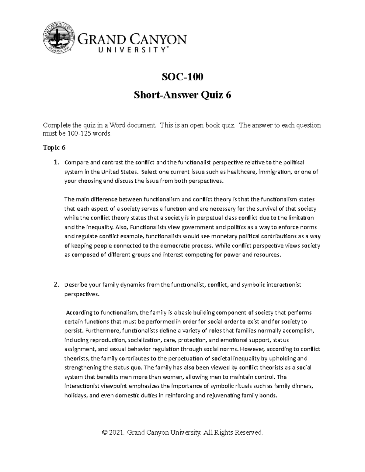 SOC-100.Short-Answer Quiz 6 1-8-18 - SOC-100 - GCU - Studocu