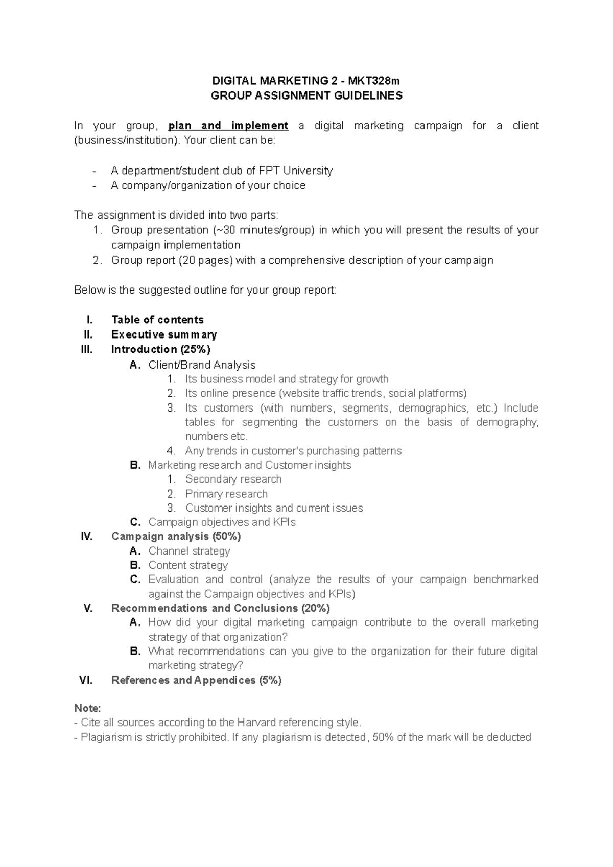 MKT328 Group Assignment - DIGITAL MARKETING 2 - MKT328m GROUP ...