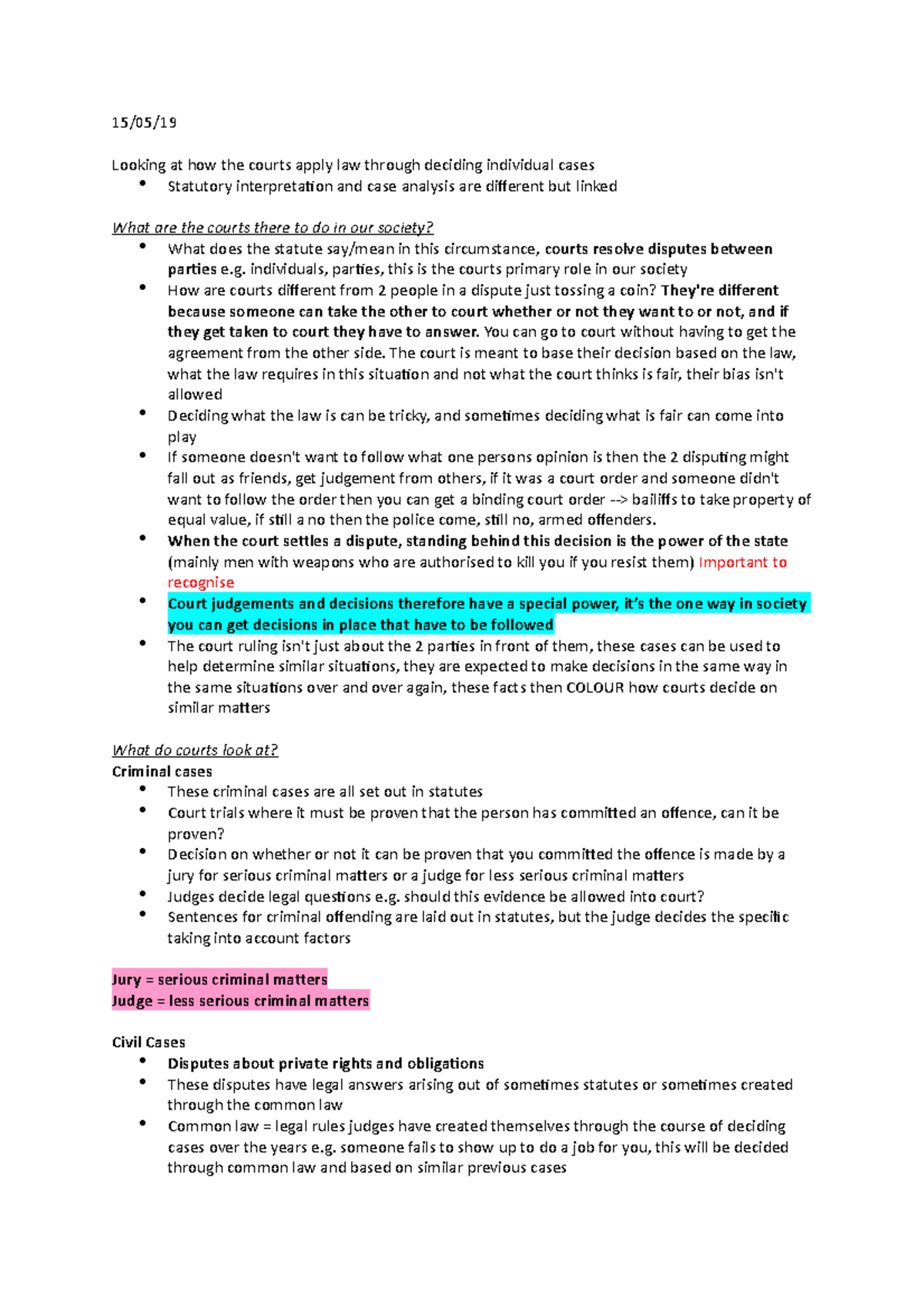 LAWS101 Case Analysis - L1 - 15/05/ Looking At How The Courts Apply Law ...