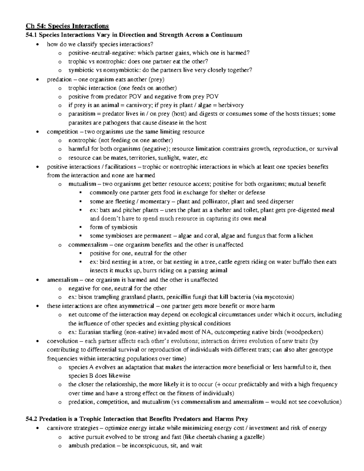 Biol 106 Ch 54 Notes - Biol 106 Fall 2022; Baker / Coleman - Ch 54 ...