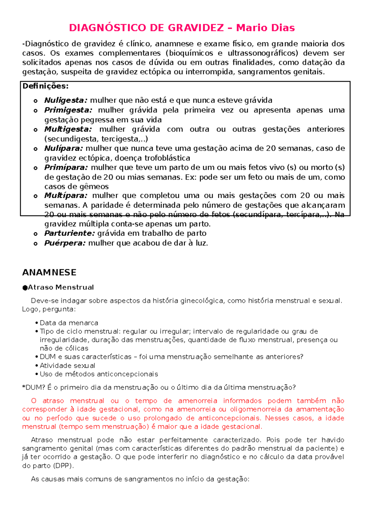 Diagnóstico de Gravidez - DIAGNÓSTICO DE GRAVIDEZ – Mario Dias ...