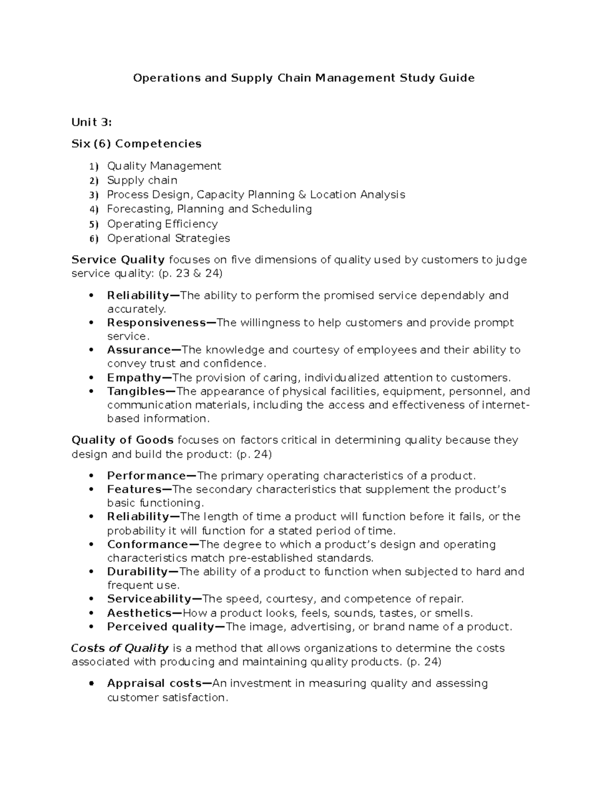 Operations And Supply Chain Management Study Guide 23 24 Reliability The Ability To Studocu Operations And Supply Chain Management Study Guide 23 24 Reliability The Ability To Studocu