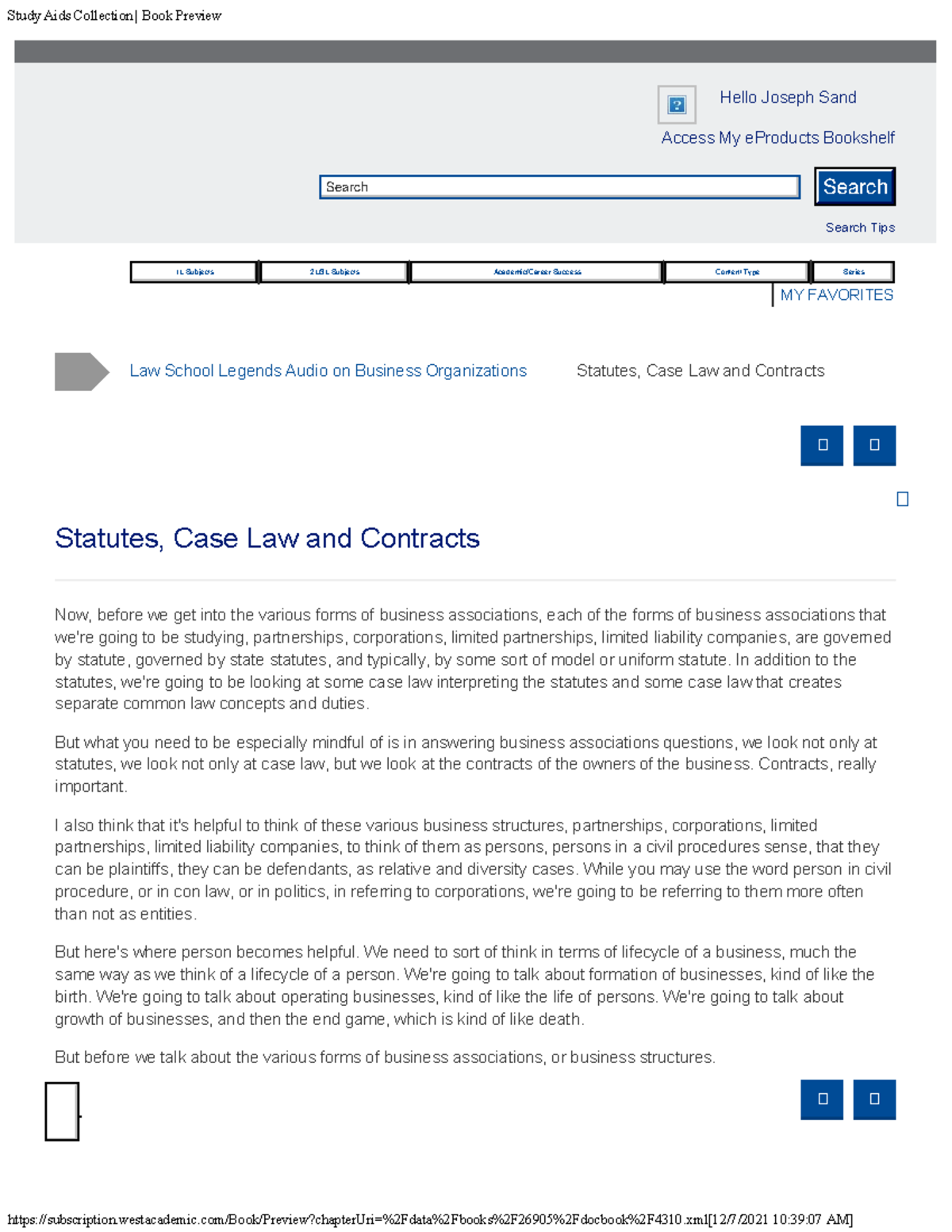 Statutes, Case Law and Contracts Study Aids Collection Book Preview