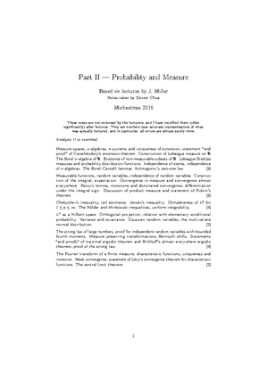 Probability and Measure 2016-2017 Course Notes