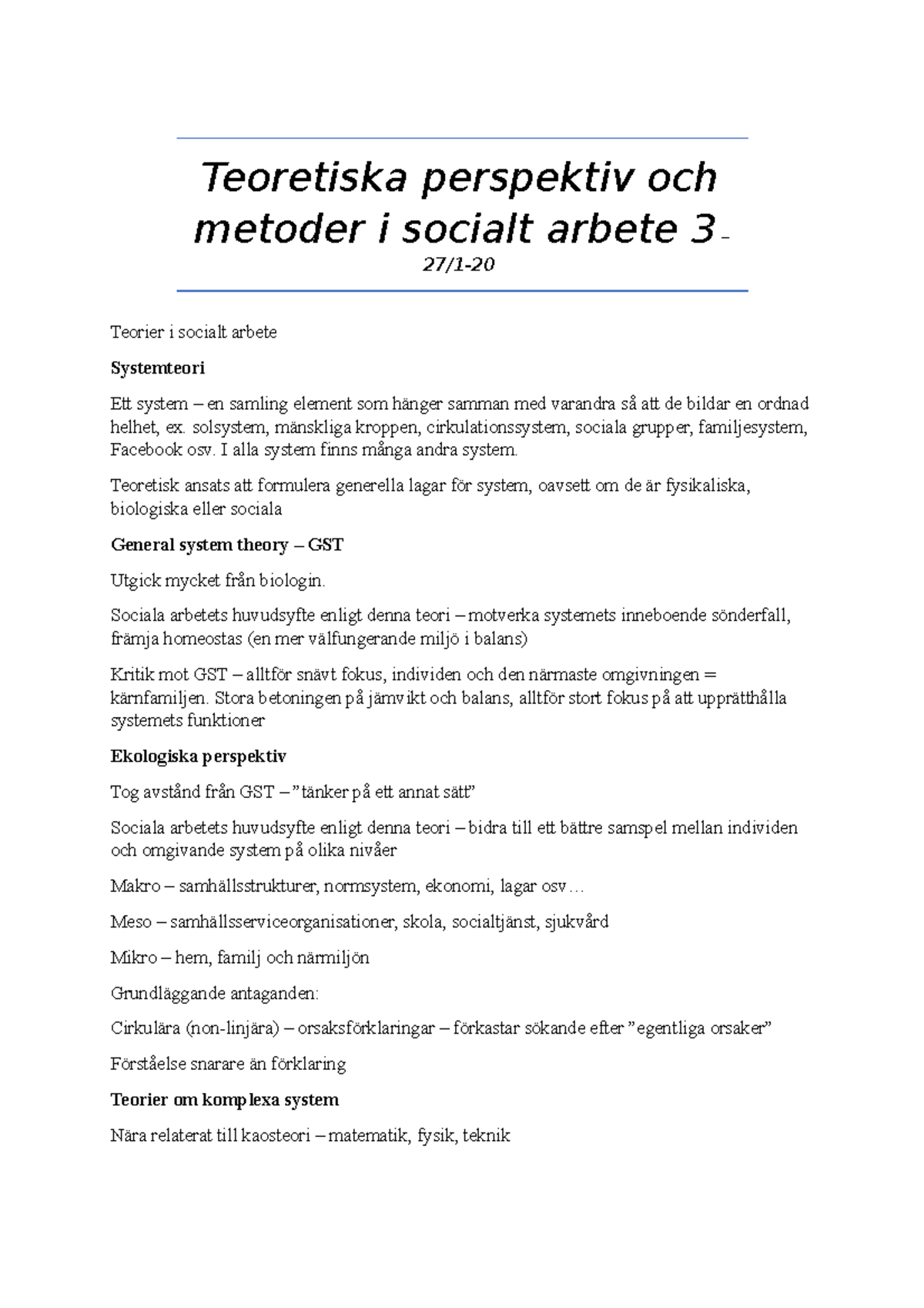 Teoretiska Perspektiv Och Metoder I Socialt Arbete 3 - Solsystem ...