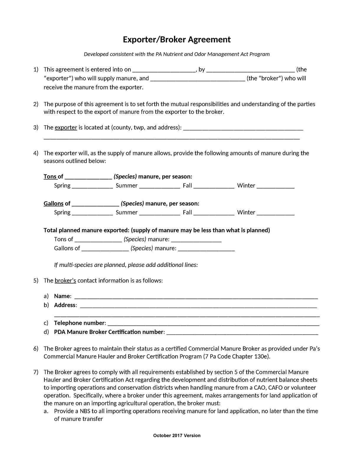 Exporter-Broker Agreement 2017-10 - Exporter/Broker Agreement Developed ...