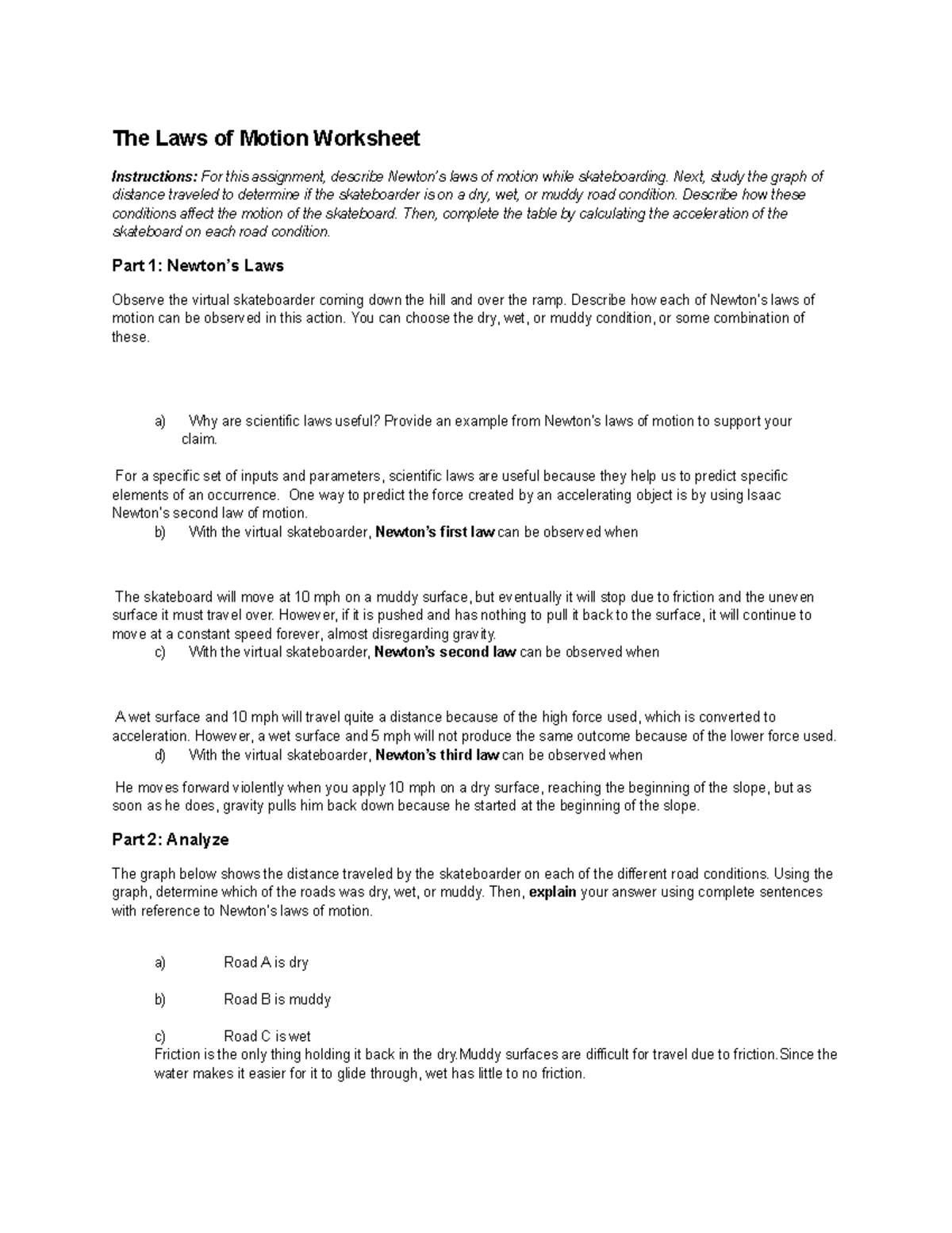 Newton S Laws Of Motion Worksheet 8th Grade