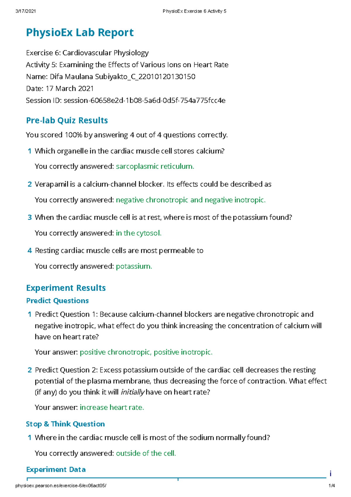 Physio Ex Exercise 6 Activity 5 - PhysioEx Lab Report Exercise 6 ...