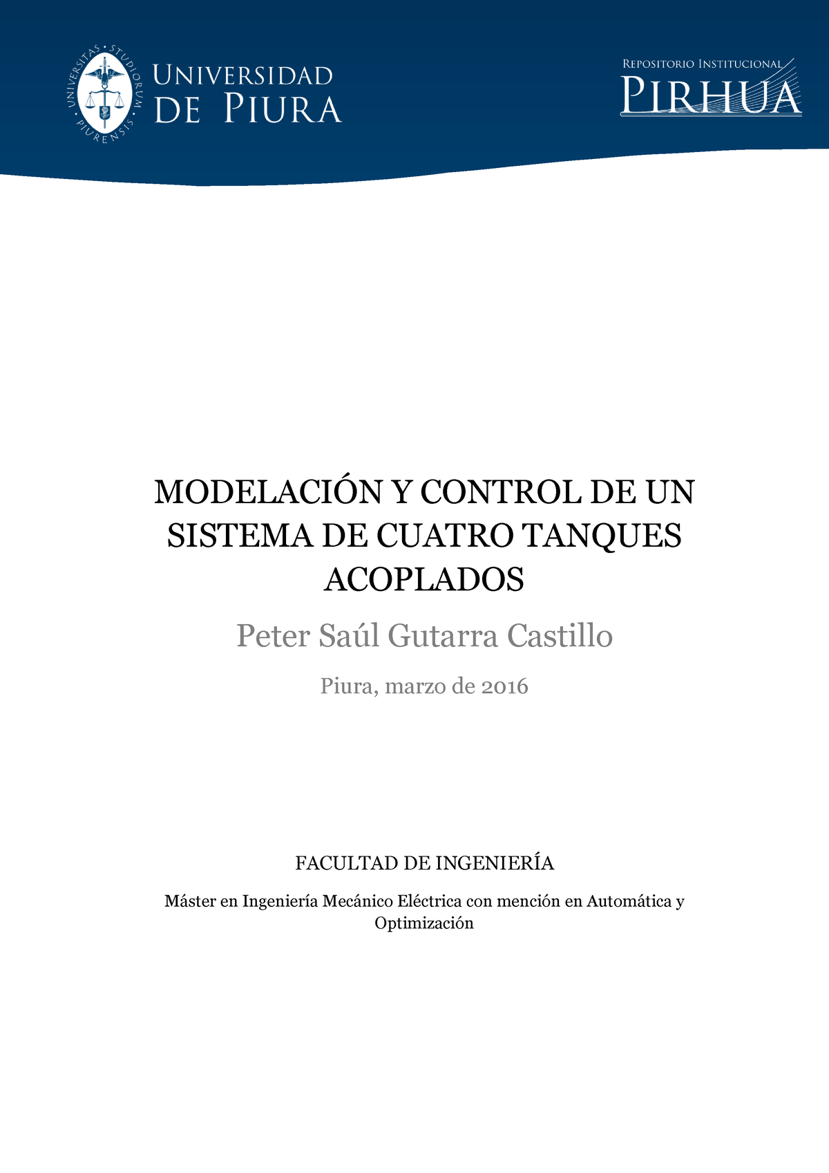 2016 Gutarra Modelacion-control-sistema - MODELACI”N Y CONTROL DE UN ...