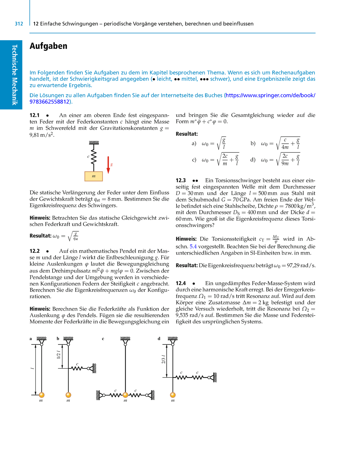 Einfache Schwingungen - Antworten - Technische Mechanik 312 12 Einfache ...