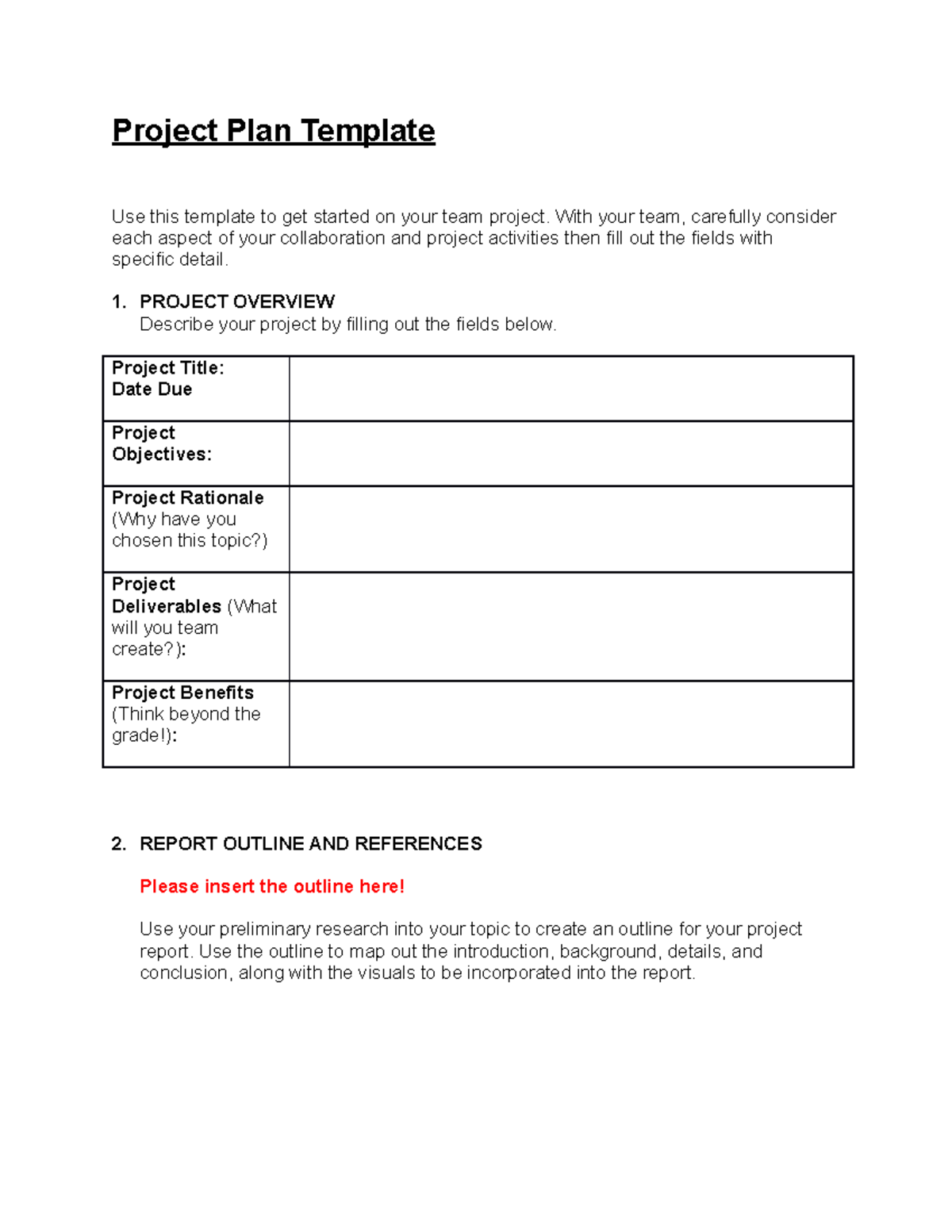 Project PLAN Template TEC400 - Project Plan Template Use this template ...