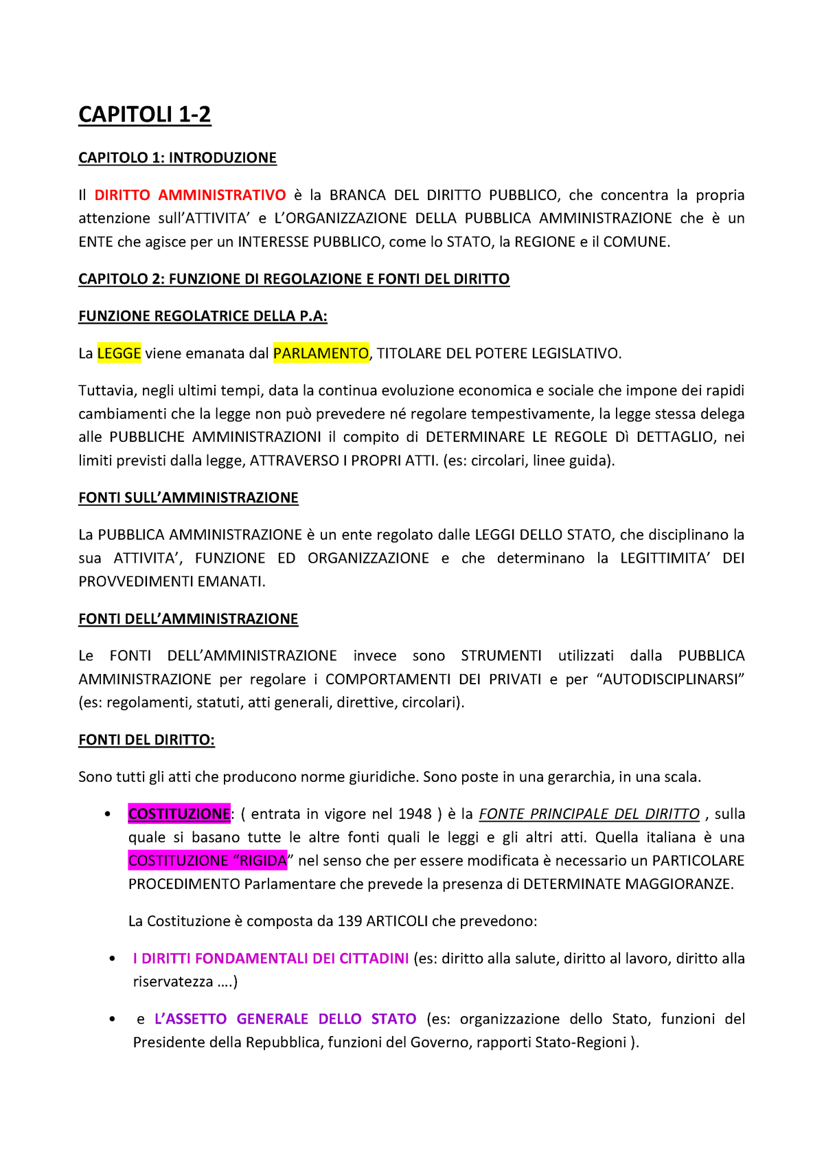 RIASSUNTO DEL MANUALE “MANUALE DI DIRITTO AMMINISTRATIVO, MARCELLO ...