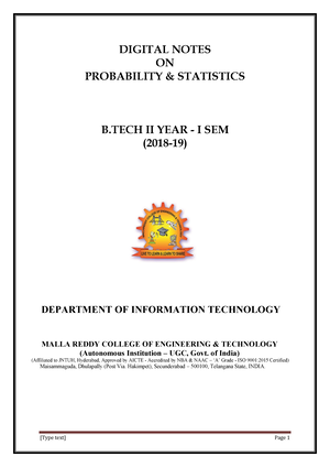 Probability Statistics R17A0024 DIGITAL NOTES ON PROBABILITY